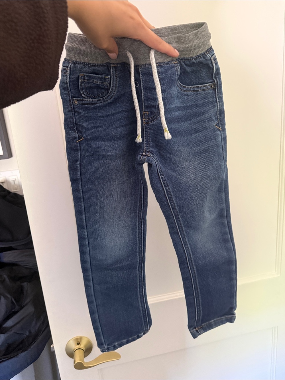 Cat & Jack Boys Blue Denim Jogger Jeans with Gray Waistband